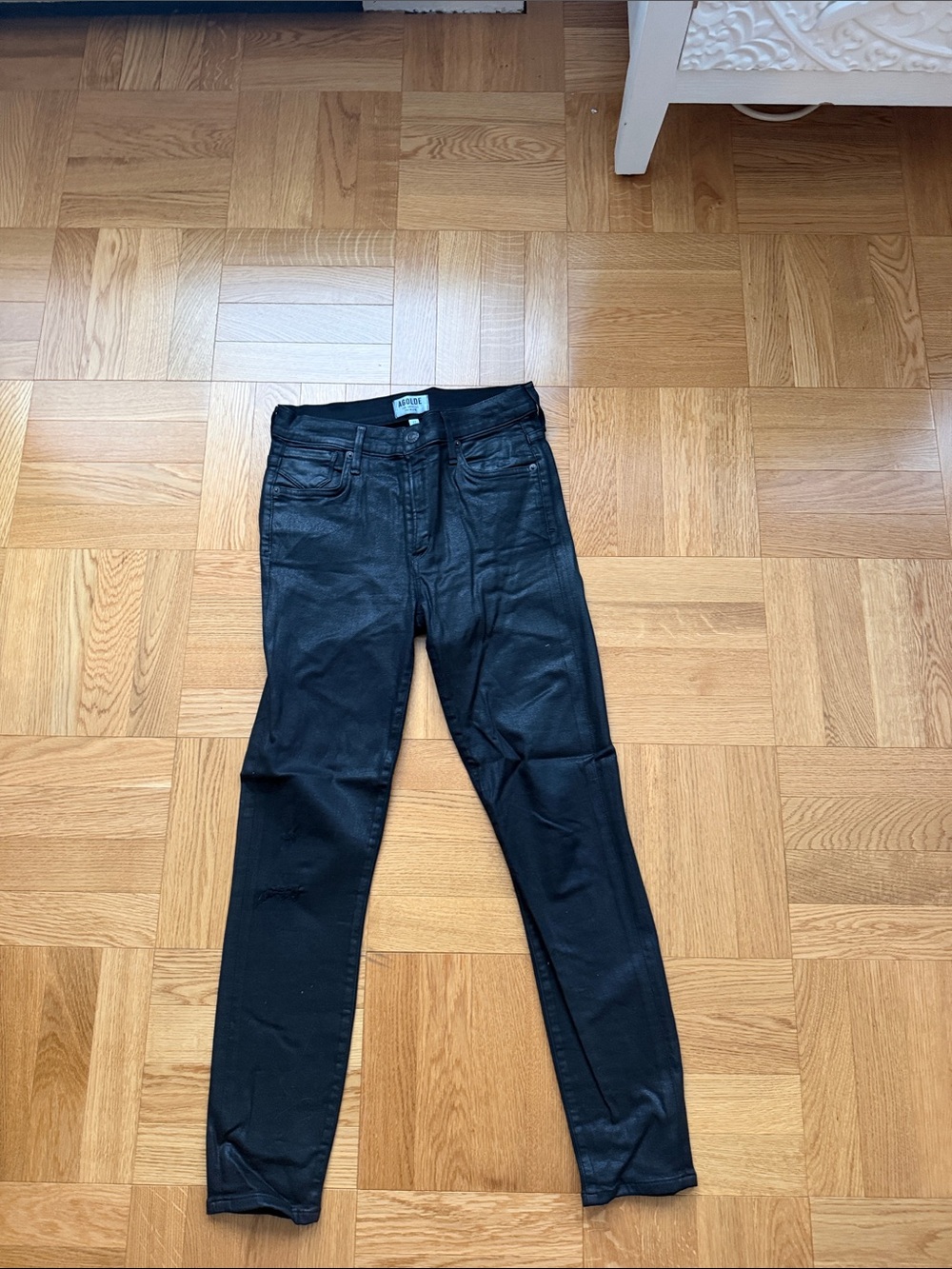 Agolde Black Coated Skinny Jeans